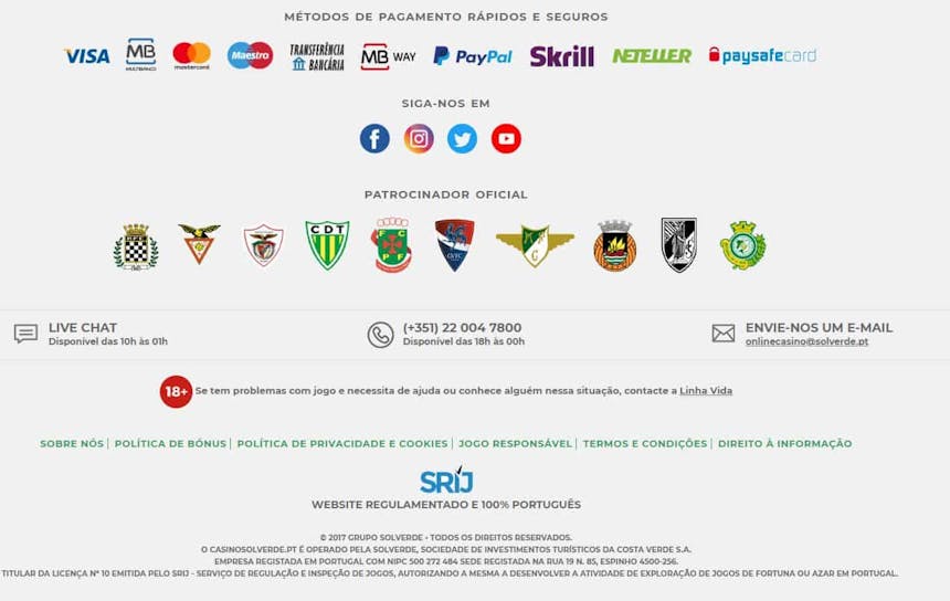 The variety and security of payment methods at Casino Solverde