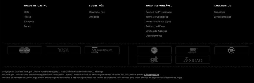 The variety and security of payment methods at 888 Casino