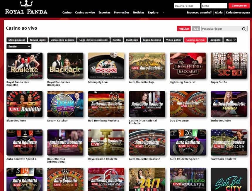 Aproveite os jogos de casino ao vivo com crupiês reais da Royalpanda