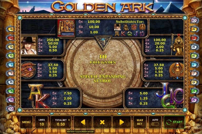 tabela de pagamento de Golden Ark