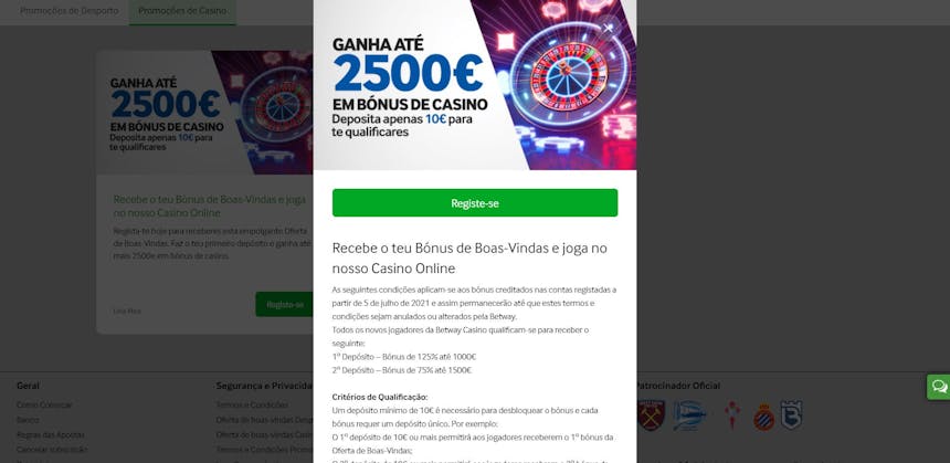 O Betway oferece aos seus jogadores diversos bónus e promoções.